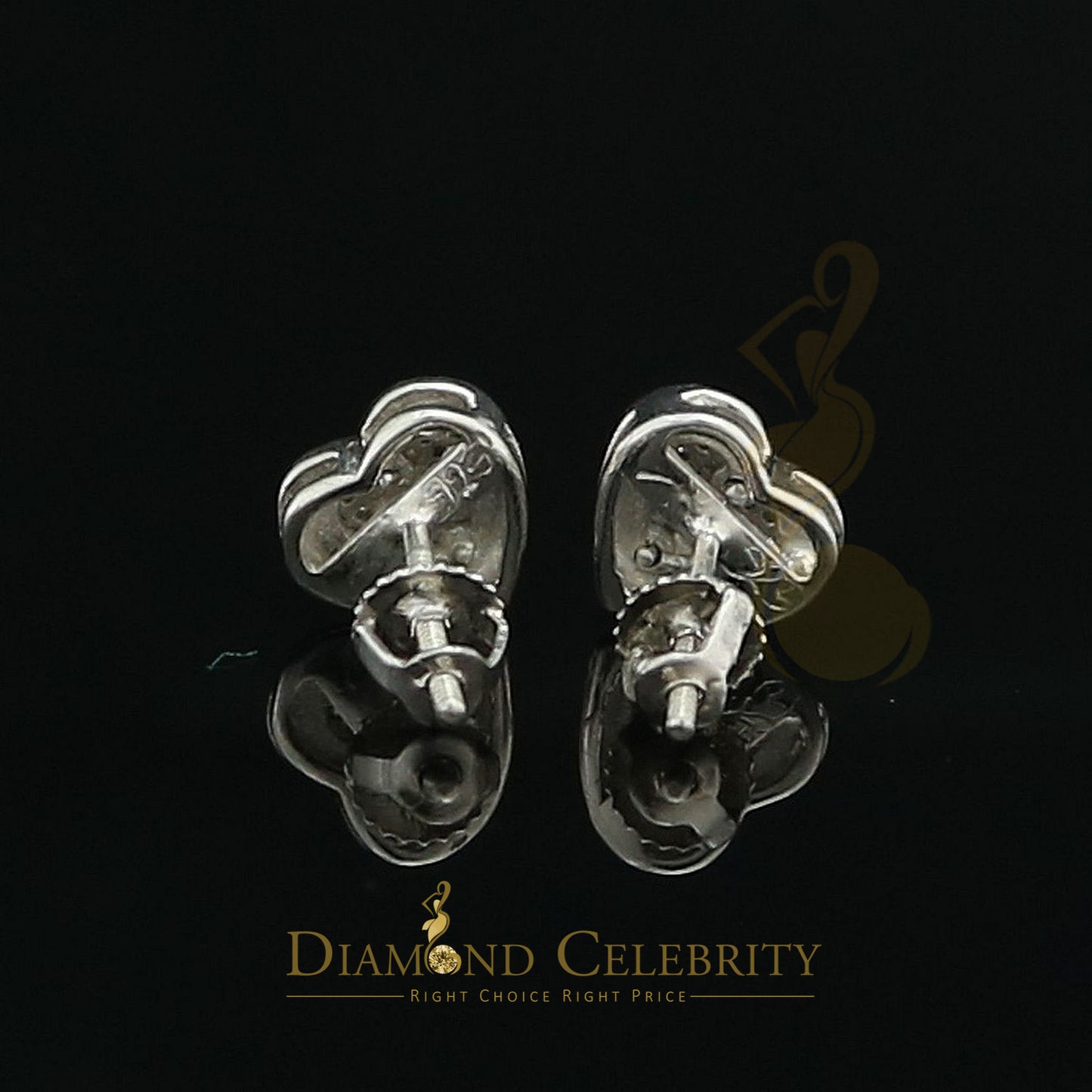 DiamondCelebritees Aretes Para Hombre Heart 925 White Silver 0.10ct Diamond Women & Men Earrings