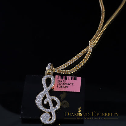 DiamondCelebritees Promise 925 Yellow Sterling Silver MUSIC SIGN Pendant with 2.34ct Cubic Zirconia