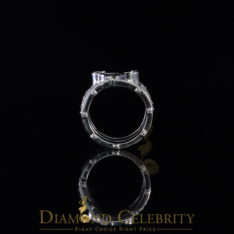 DiamondCelebritees 925 Silver White 1.50ct Cubic Zirconia Texan Wide Band Cocktail Ring Size 10