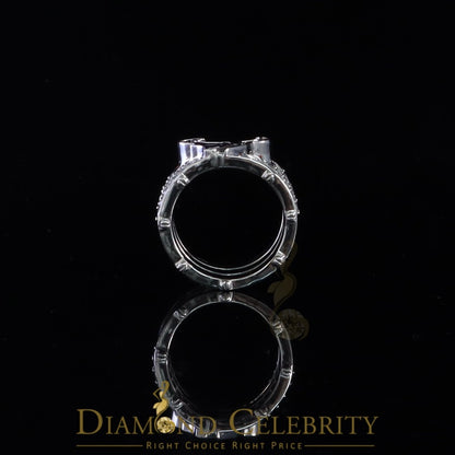DiamondCelebritees 925 Silver White 1.50ct Cubic Zirconia Texan Wide Band Cocktail Ring Size 10