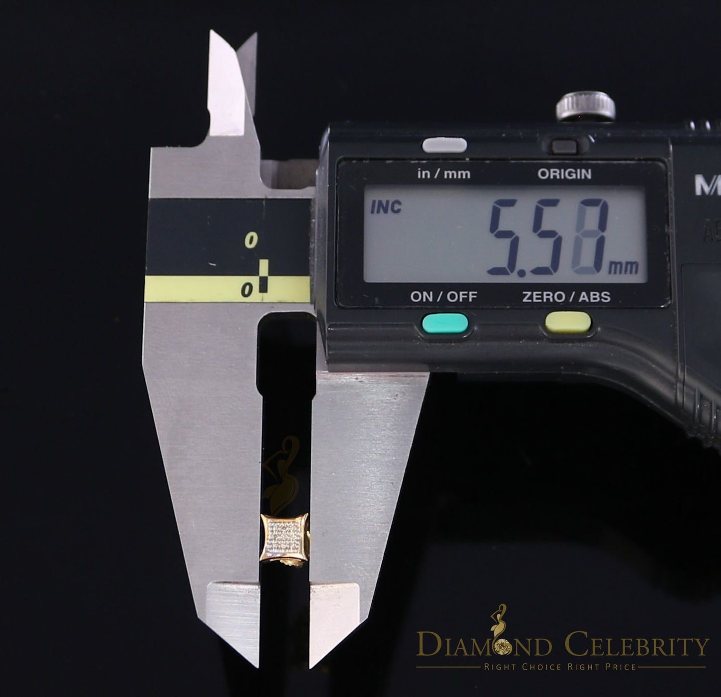 DiamondCelebritees 10K Real Yellow Gold with 0.05ct Real Diamond Square Stud Earring for Men/Women