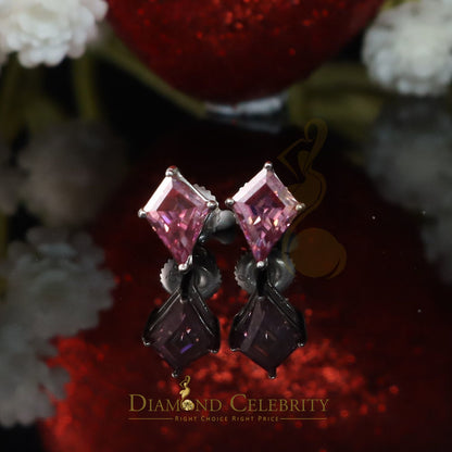 Diamondcelebritees 1.00CT VVS 'D' Pink Moissanite Women's 925White Silver Kite Shaped Stud Earrings