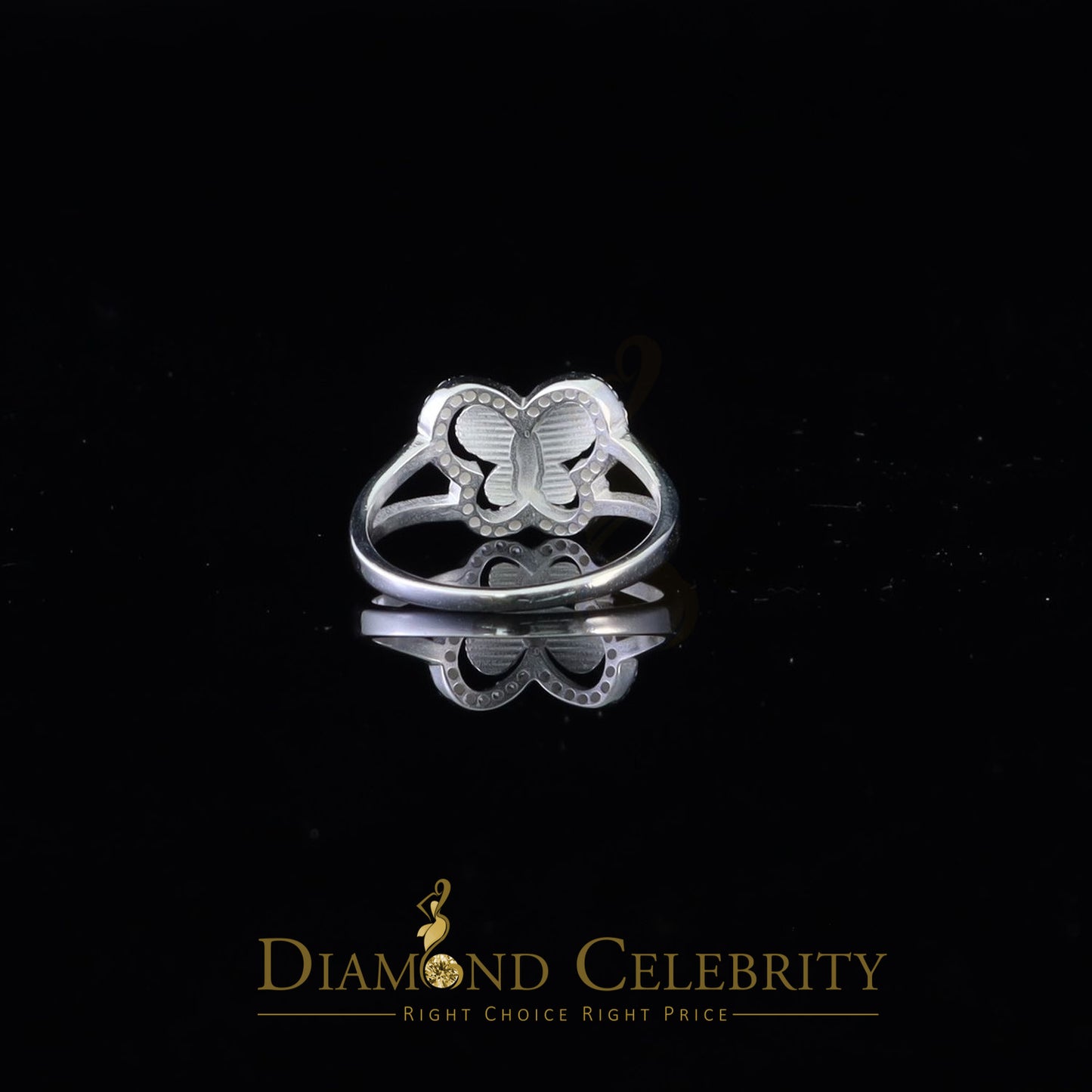 DiamondCelebritees Religious White Butterfly 925 Silver CZ Mother Mary Women's Ring Size 9.5