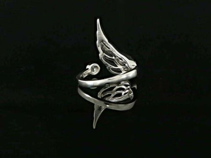 DiamondCelebritees 925 Sterling White Silver Angel Wing Ring Size 6.5 with 1.50ct Cubic Zirconia