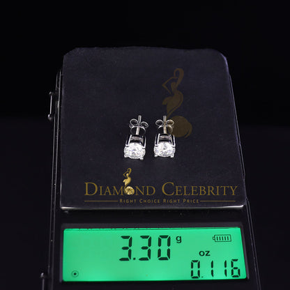 DiamondCelebritees 3.00ct VVS 'D' Moissanite Men's/Womens 925 Silver Yellow Round Stud Earrings
