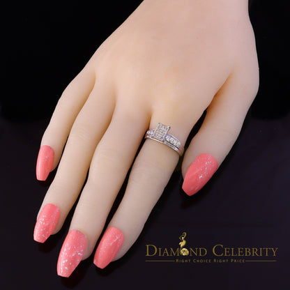 DiamondCelebritees 925 Sterling Silver White Real 0.33ct Princess Diamonds Square Ring Size 7
