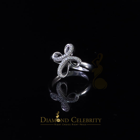 DiamondCelebritees Diamond Celbrity Cubic Zirconia 0.20ct White Silver Set Womens Cross Ring Size 7
