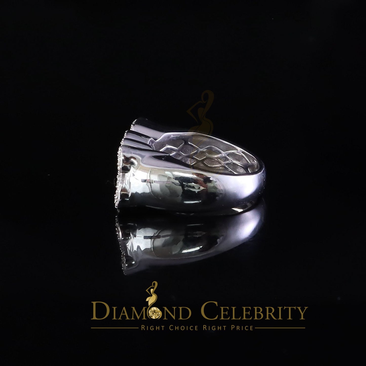DiamondCelebritees Stylish "BOSS" 925 Silver White 0.50ct Micro Real Diamond Men's Band Ring SZ 8