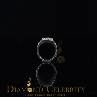 DiamondCelebritees 925 Silver White Cubic Zirconia 2.00ct Wide Square Men's Engagement Ring Size11