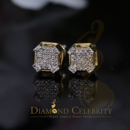 DiamondCelebritees 0.20ct Diamond Yellow 925 Sterling Silver Stud Earrings For Women's And Men's