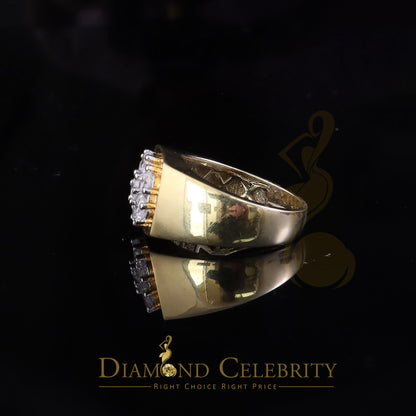 DiamondCelebritees Men's 925 Sterling Yellow Silver Floral 2.30ct Cubic Zirconia Ring Size 9.5