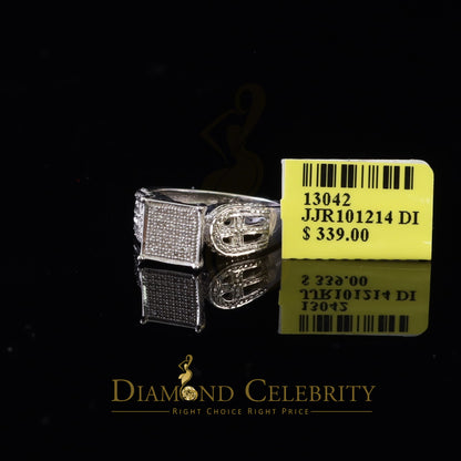 DiamondCelebritees 0.10CT Real Diamond 925 White Silver Engagement Womens Square Ring SZ 7