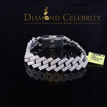 Diamondcelebritees  Manoco Men's Bracelet 925 Silver White 16ct Moissanite size 8.5inch & Width 16mm