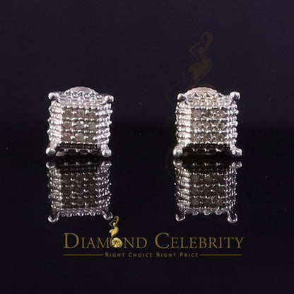 DiamondCelebritees Aretes Para Hombre 0.05ct Diamond 925 Silver Women & Men Square White Earrings
