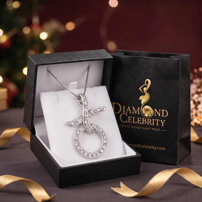 DiamondCelebritees 925 Sterling Silver White HUG & KISS Shape 1.00 inch 0.21ct CZ XO Pendant