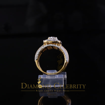 DiamondCelebritees 3.00ct VVS D Silver Yellow Emerald 925 Moissanite Square Baguette Ring SZ7 Women