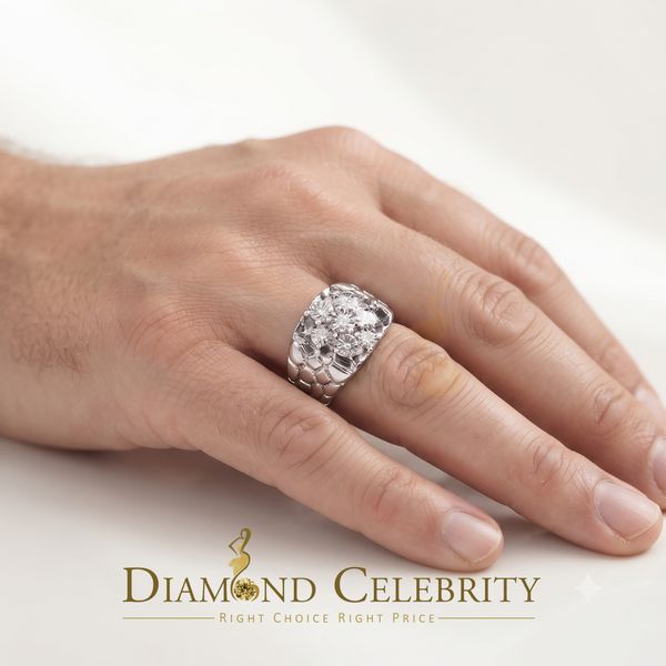 DiamondCelebritees 0.05CT Real Diamond 925 Sterling White Silver Fashion Flower Womens Ring Size 9