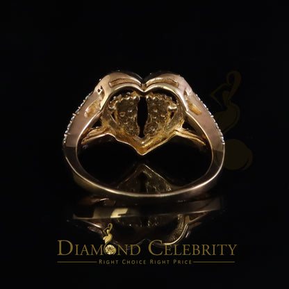 DiamondCelebritees 925 Moissanite Mom Yellow Heart Child feet 1.00ct VVS D Silver Ring Size 8 Women