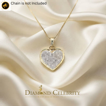 DiamondCelebritees  Real 0.25ct Diamond 925 Sterling Silver HEART Charm Necklace Yellow Pendant