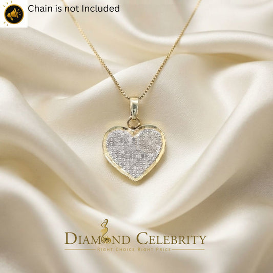 DiamondCelebritees  Real 0.25ct Diamond 925 Sterling Silver HEART Charm Necklace Yellow Pendant