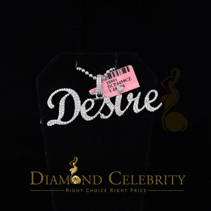 DiamondCelebritees White Desire Letter 925 Sterling Silver Pendant 2.49ct Cubic Zirconia stone