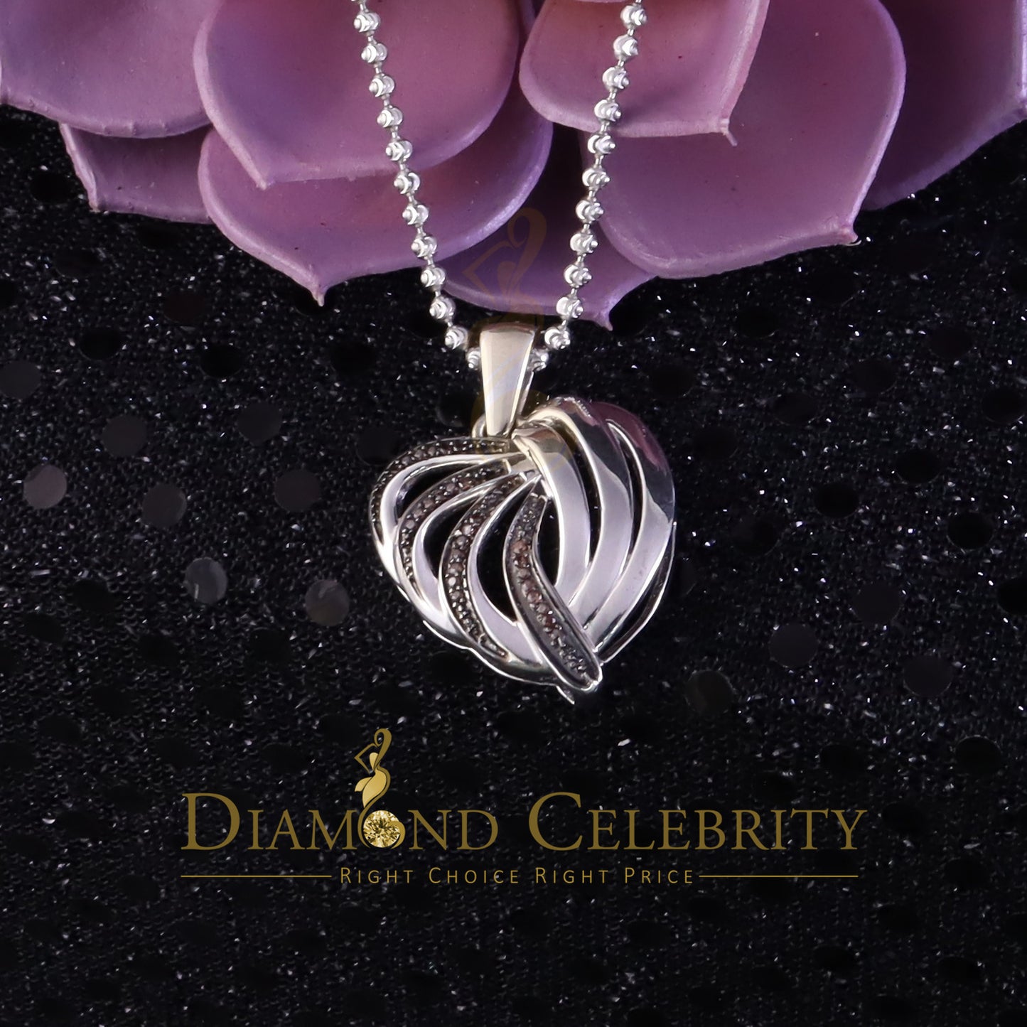 DiamondCelebritees White Heart Shape looking 925 Sterling Silver Pendant 0.22ct Cubic Zirconia