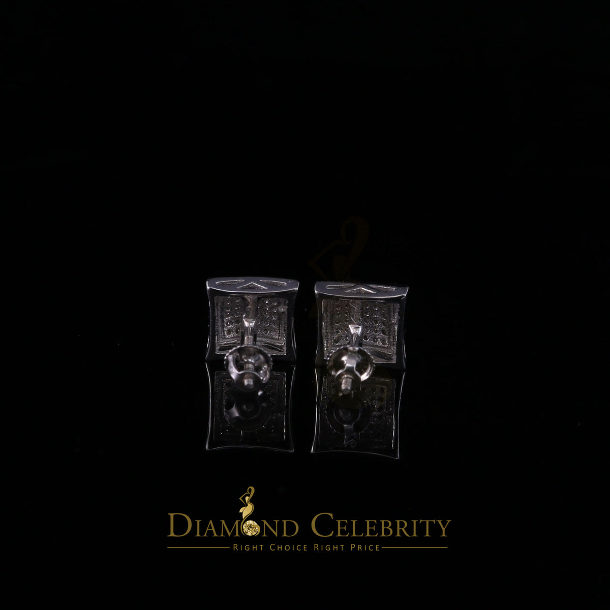 King Of Bling's Aretes Para Hombre 925 White Silver 0.20ct Round Diamond Stud Men's Earrings