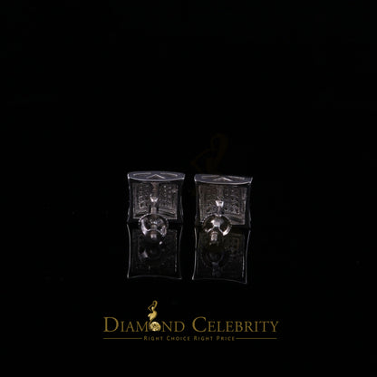 King Of Bling's Aretes Para Hombre 925 White Silver 0.20ct Round Diamond Stud Men's Earrings