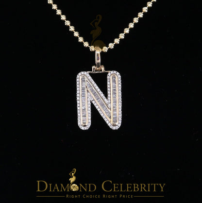 DiamondCelebritees Yellow Bugutte Initial All Alphabet Sterling Silver Pendant with Cubic Zirconia