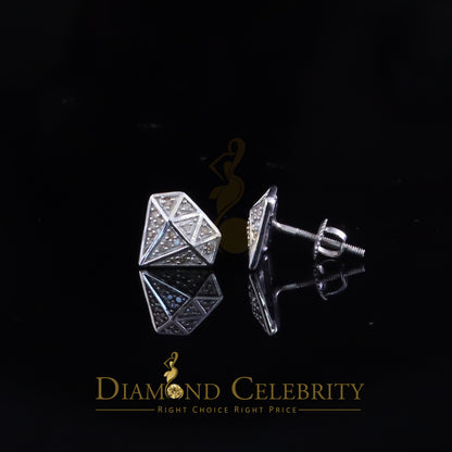DiamondCelebritees 0.10 ct Silver Diamond White For Mens & Womens Hip Hop Stud Earring 925 Sterling
