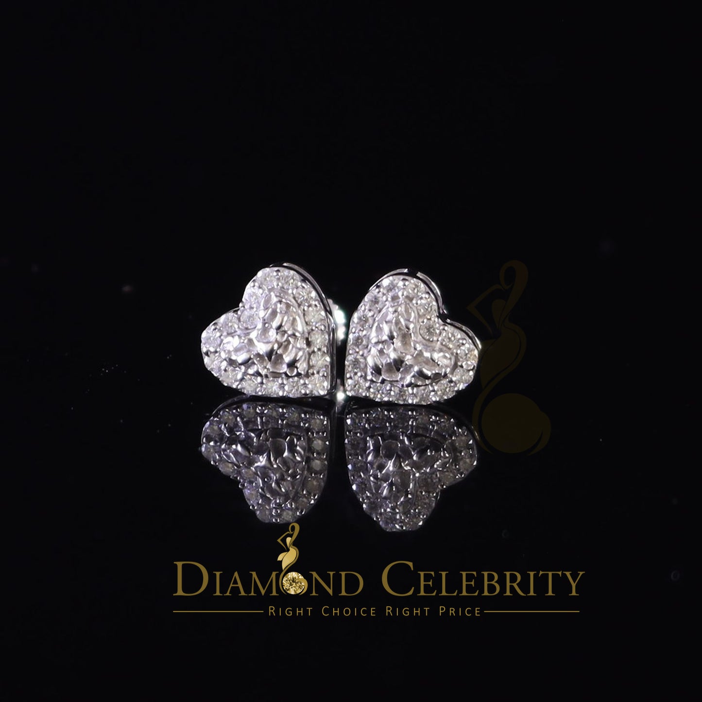 Diamondcelebritees 1.00ct Moissanite White 925 Sterling Silver Women's Heart Shape Nugget Earrings