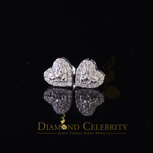 Diamondcelebritees 1.00ct Moissanite White 925 Sterling Silver Women's Heart Shape Nugget Earrings