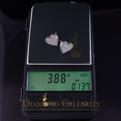 DiamondCelebritees  925 Sterling White Silver 0.71ct Cubic Zirconia Heart Women's Stud Earrings
