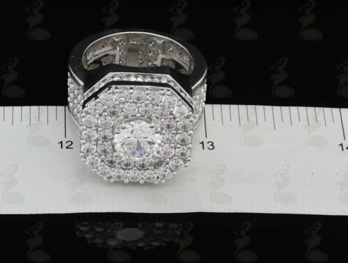 DiamondCelebritees 925 SilverJewelry White 16.0ct Cubic Zirconia Wide Octagon Men's Ring Size 9.5