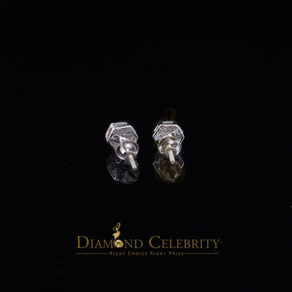 DiamondCelebritees  White 925 Silver 0.38ct Cubic Zirconia Women's & Men's Hip Hop Hexagon Earrings
