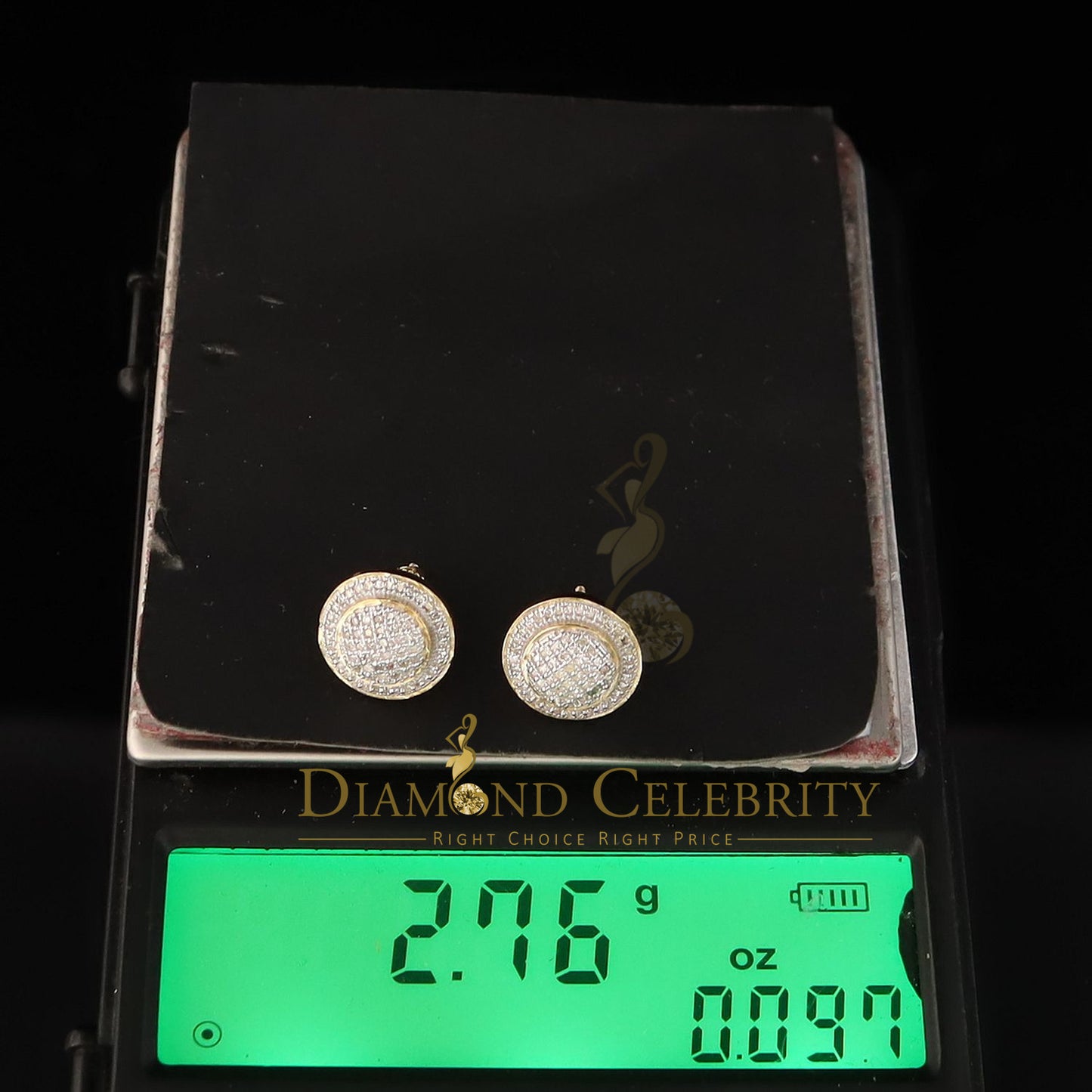 DiamondCelebritees Aretes Para Hombre Square 925 Yellow Silver 0.33ct Diamond Women & Men Earrings
