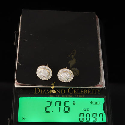 DiamondCelebritees Aretes Para Hombre Square 925 Yellow Silver 0.33ct Diamond Women & Men Earrings
