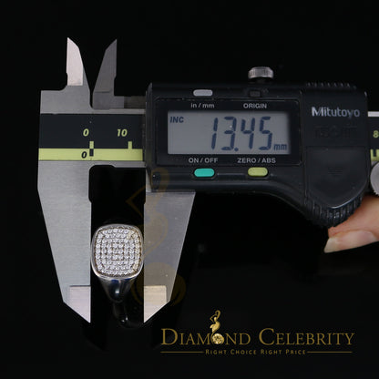 DiamondCelebritees 925 White Silver Square-Shape 0.25ct Cubic Zirconia Engagement Men's Ring SZ 8
