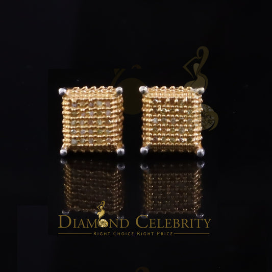 DiamondCelebritees 0.15ct Diamond Square Stud Earrings For Women White 925 Sterling Silver For Men