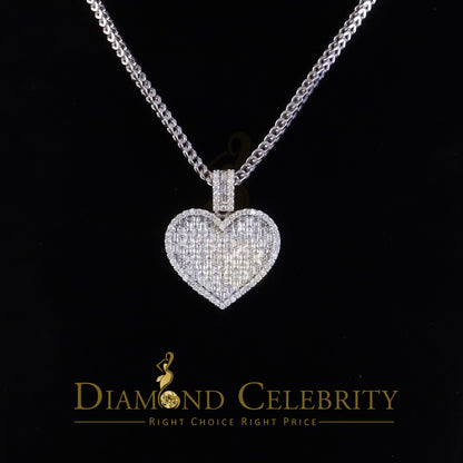 Diamondcelebritees  925 White Silver 6.50ct VVS D Clr. Moissanite Bagutte Heart Pendant Women's