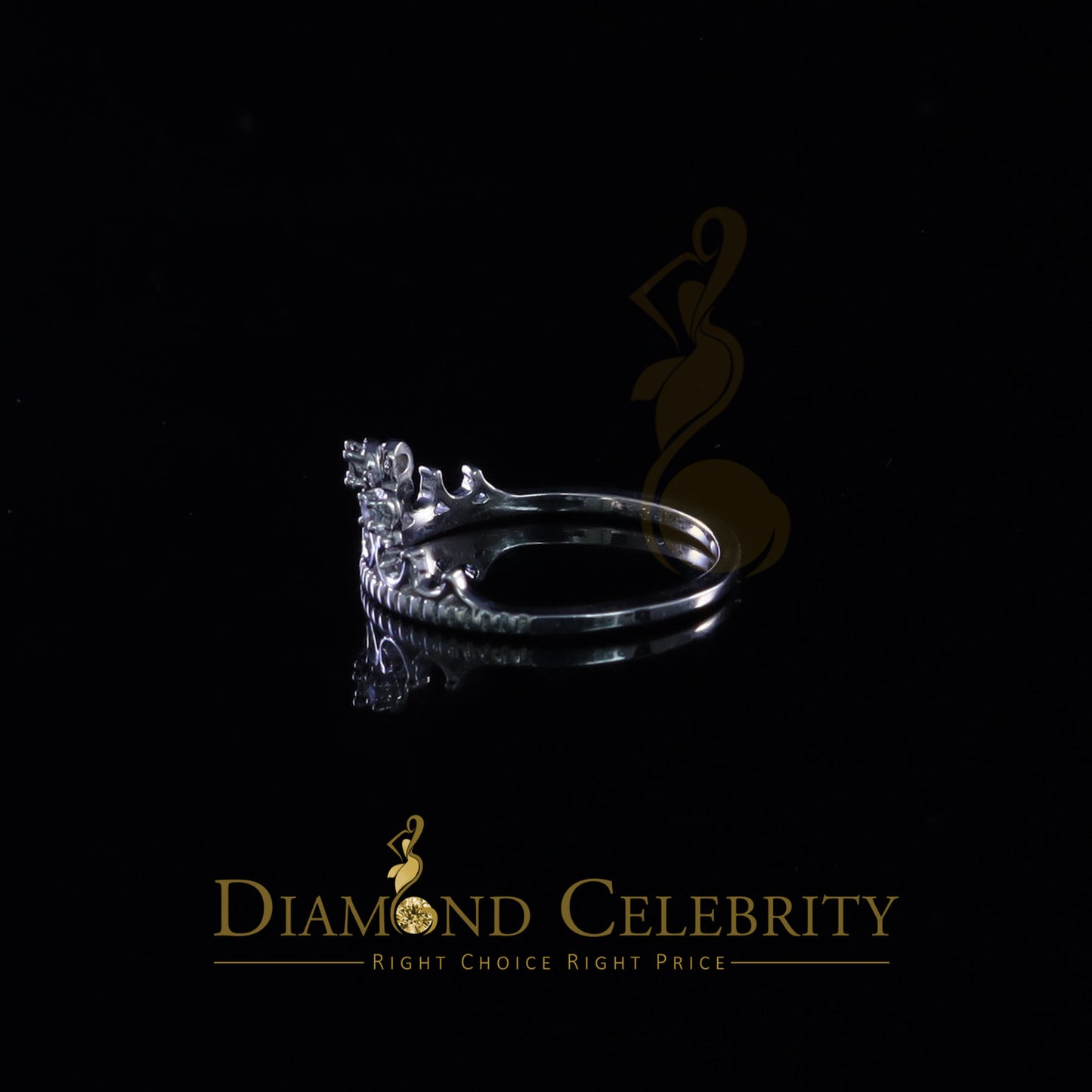 DiamondCelebritees 925 Silver White 0.10ct Cubic Zirconia Crown Sets Engangement Womens Ring Size 7