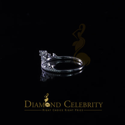 DiamondCelebritees 925 Silver White 0.10ct Cubic Zirconia Crown Sets Engangement Womens Ring Size 7