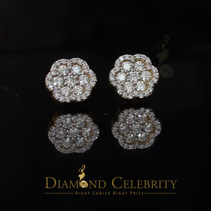 DiamondCelebritees Yellow Floral 1.50ct VVS 'D' Moissanite 925 Stud Earrings Men's/Women