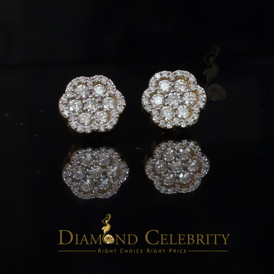 DiamondCelebritees Yellow Floral 1.50ct VVS 'D' Moissanite 925 Stud Earrings Men's/Women