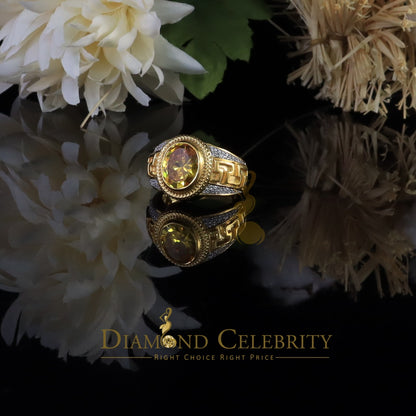 DiamondCelebritees 8.10ct 925 Sterling White Silver Oval Cubic Zirconia Men's Ring Size 9