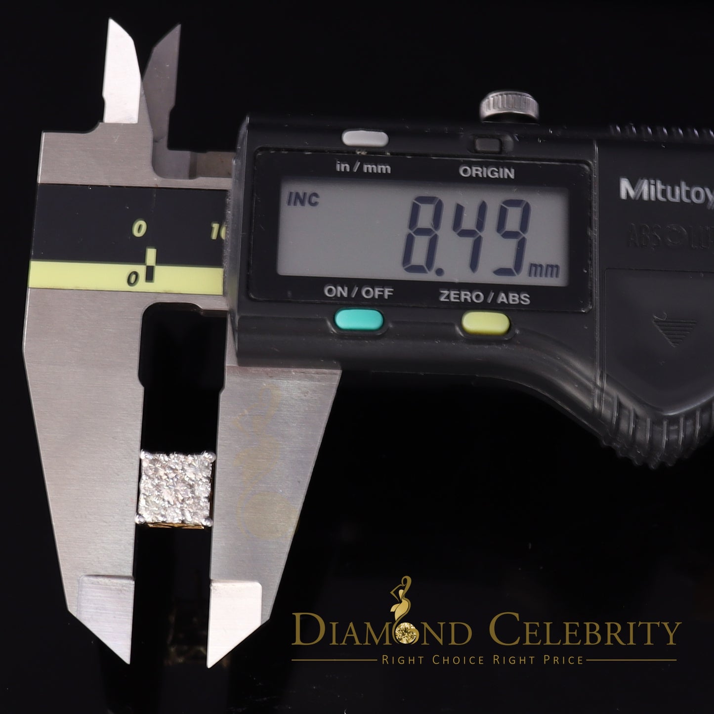 DiamondCelebritees 10K Real Yellow Gold with Real 1.50ct Diamonds Square Stud Earrings