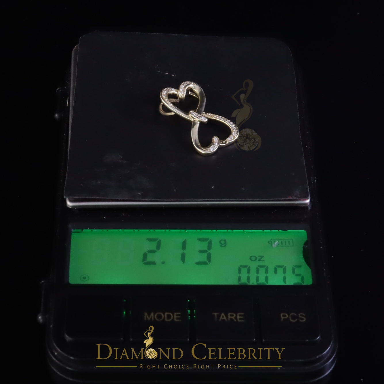 DiamondCelebritees 925 Sterling Yellow Silver Heart Fashion Pendant with 0.00ct Cubic Zirconia