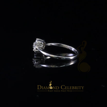 DiamondCelebritees 925 White Silver 0.50ct Cubic Zirconia Flower Engagement Womens Ring Size 6