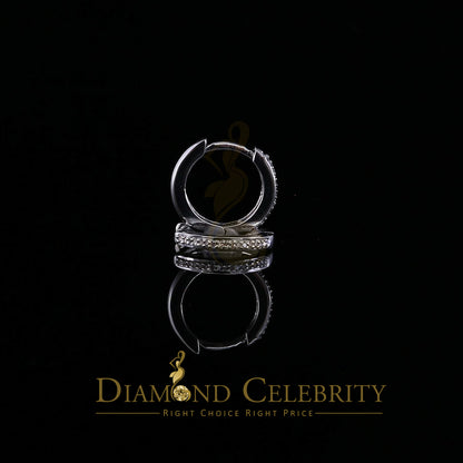 DiamondCelebritees 0.10ct Diamond 925 Sterling Silver White Hoop Stud Earrings For Men's / Women's
