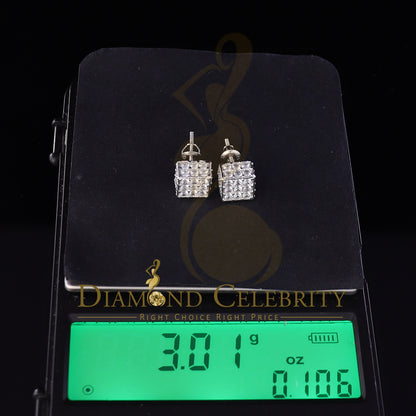 DiamondCelebritees  Hip Hop 925 White Silver 5.94ct Cubic Zirconia Women's & Men's Square Earrings